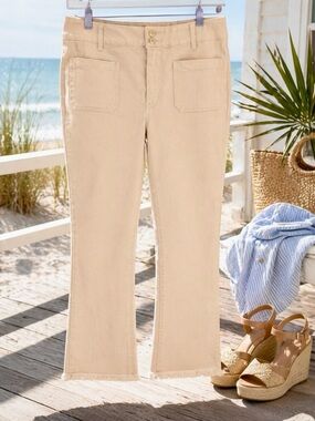 Spartina 449 Juliette High Rise Kick Flare Jeans Buttercream Size 16